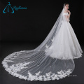 White Cathedral Lace Appliques Flores Soft Tulle Long Wedding Veil